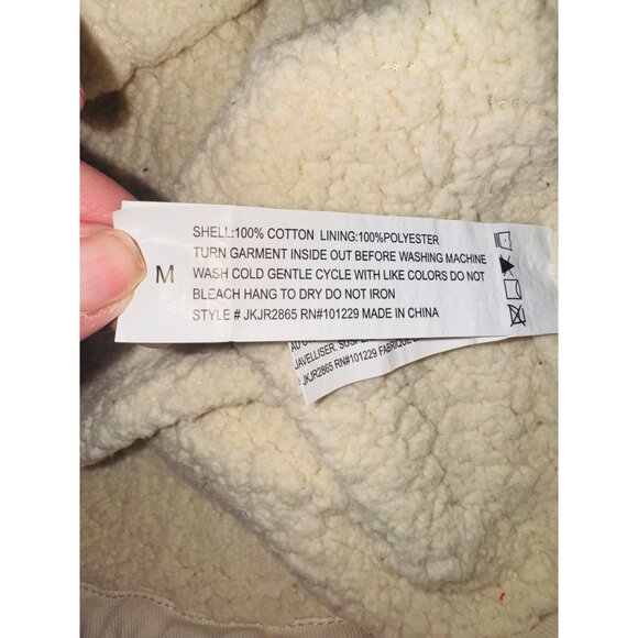 NWT Stoosh Vintage Boxy M Denim Sherpa Chore Coat Barn Jacket Cream Oversized - Picture 10 of 14